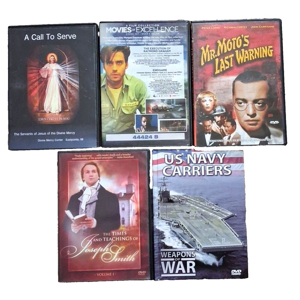 lot of 5 dvds endgame us navy carriers mr moto joseph smith divine mercy action